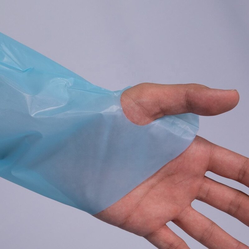Disposable Isolation Gown Manufacturer - 45GSM/50GSM Long Sleeve CPE Plastic Waterproof with Thumb Loop
