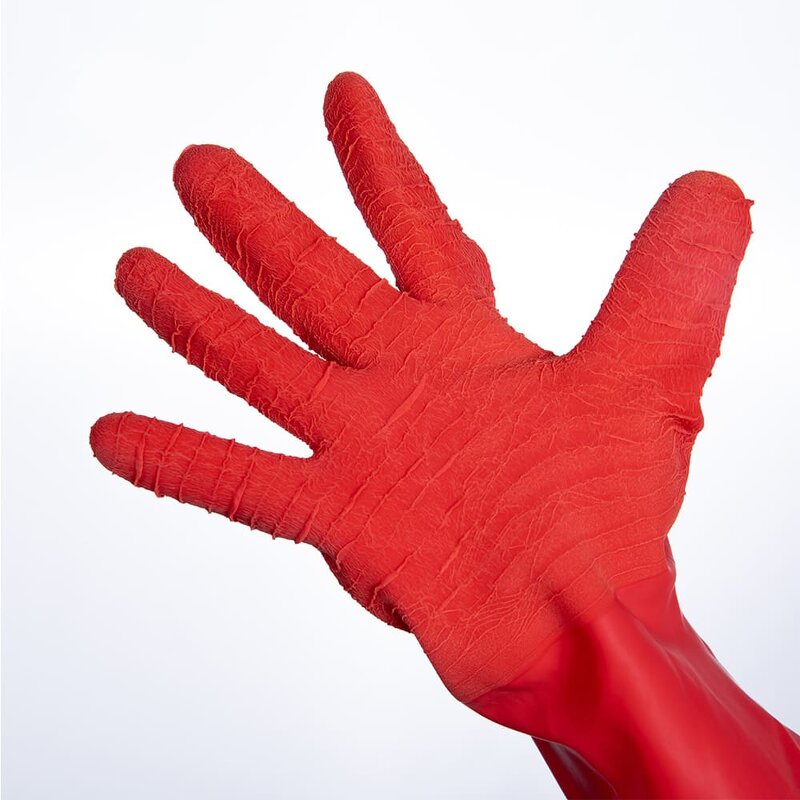 Safety Work Rubber Glove Manufacturer - Hot Sale Oil Acid Alkali Chemical Resistant Industrial Long Sleeve Red PVC Coated
