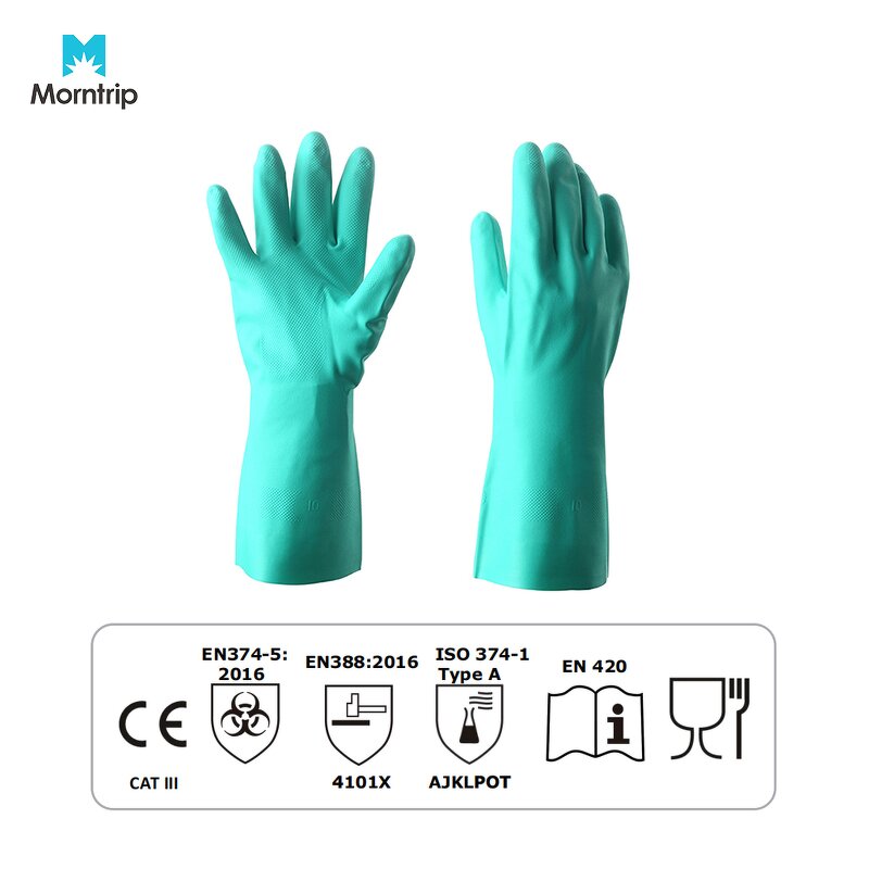 Nitrile Gloves Manufacturer - Morntrip Green High Quality CE ISO Cut Resistant Mechanic Reusable Heavy Duty