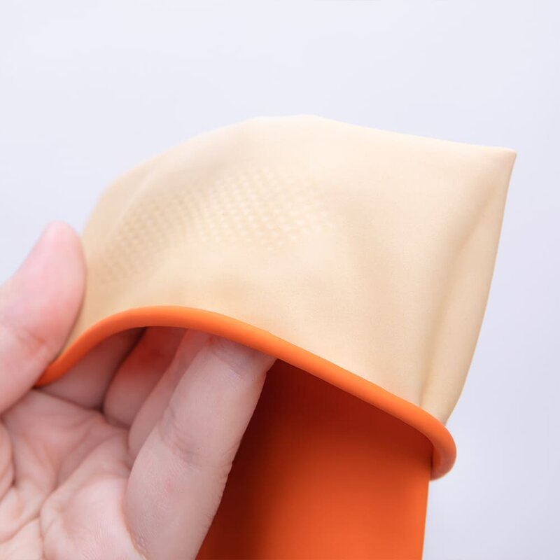 Household Cleaning Gloves Manufacturer - 34cm Orange Rubber Latex Thin 100% Nature