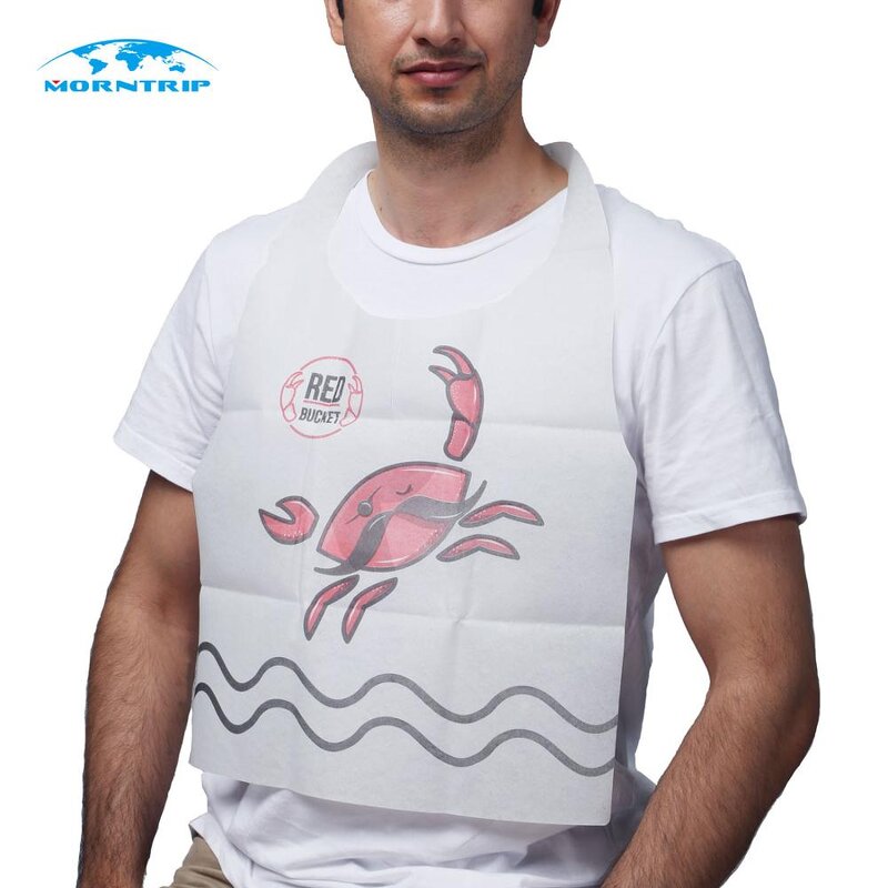 Disposable Adult Bib Manufacturer - Cheap Custom Printed White Nonwoven Apron