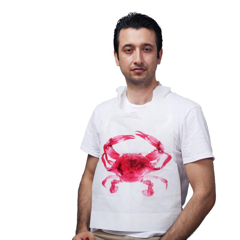 Disposable Plastic Bib Manufacturer - Sea Food Custom Printed Lobster Crab Dinning Apron for Restaurant