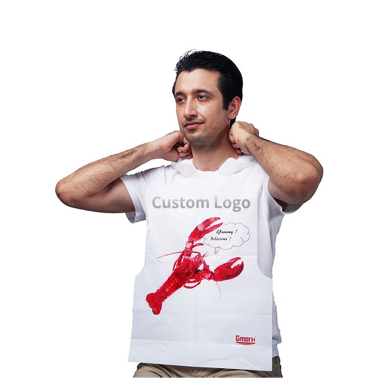 Custom Printed Bib Manufacturer - OEM Logo Aprons Seafood Boil Essential Plastic Adult for Restaurant