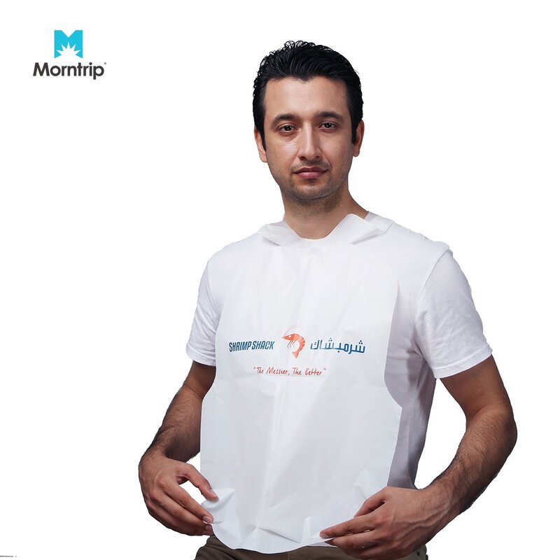 Disposable Plastic Bib Manufacturer - Best Sell Seafood PE Aprons Custom Logo Lobster Design for Sea Food