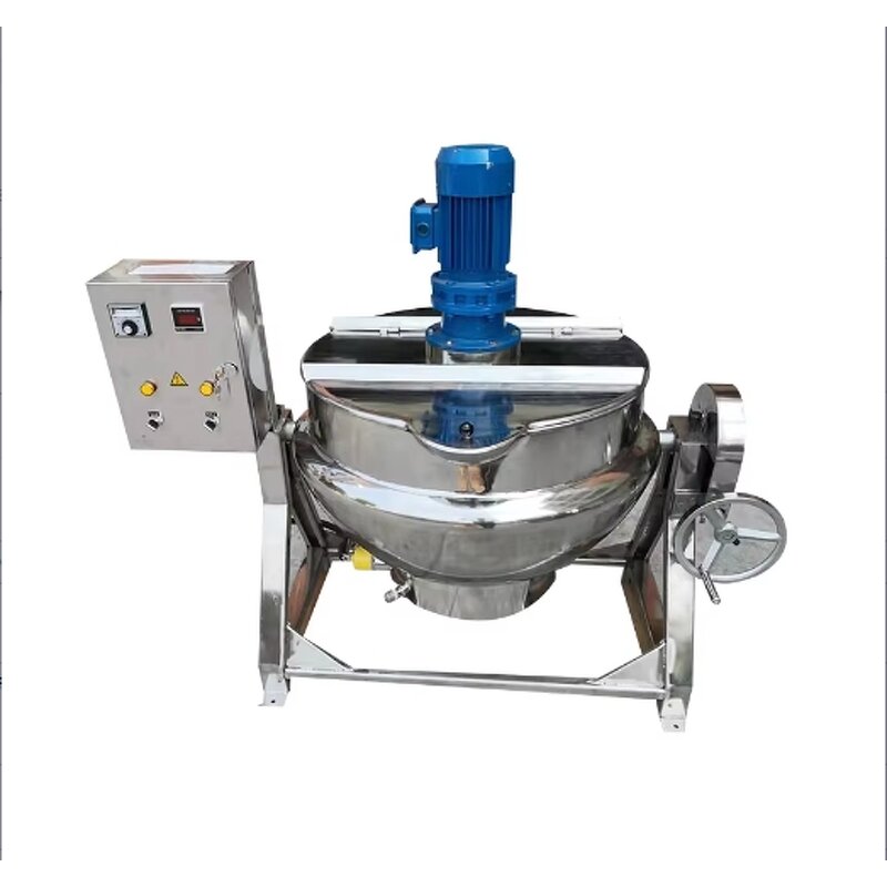 Jacketed Kettle Manufacturer - 100L Double Melting Gas Heating Hot Pot Mixer for Soup Food Sauce