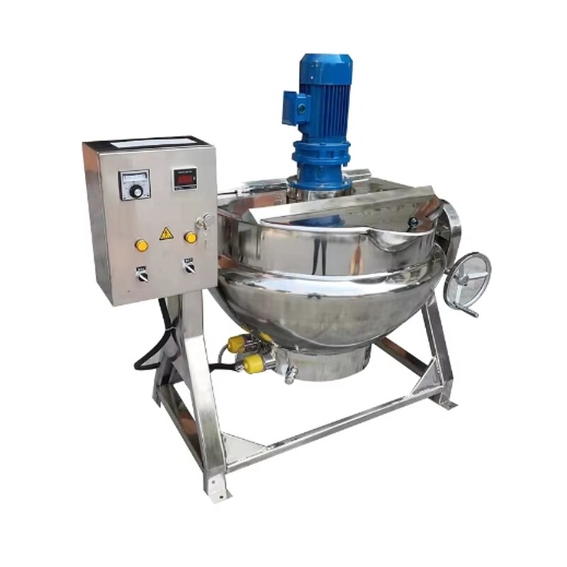 Jacketed Kettle Manufacturer - 100L Double Melting Gas Heating Hot Pot Mixer for Soup Food Sauce