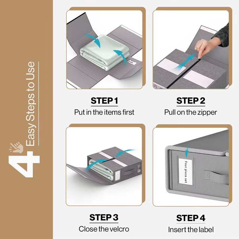 Foldable Sheet Organizer Manufacturer - Modern Design with Zipper Oxford Fabric Storage Box for Bed Sheets Pillow Cases and Cover