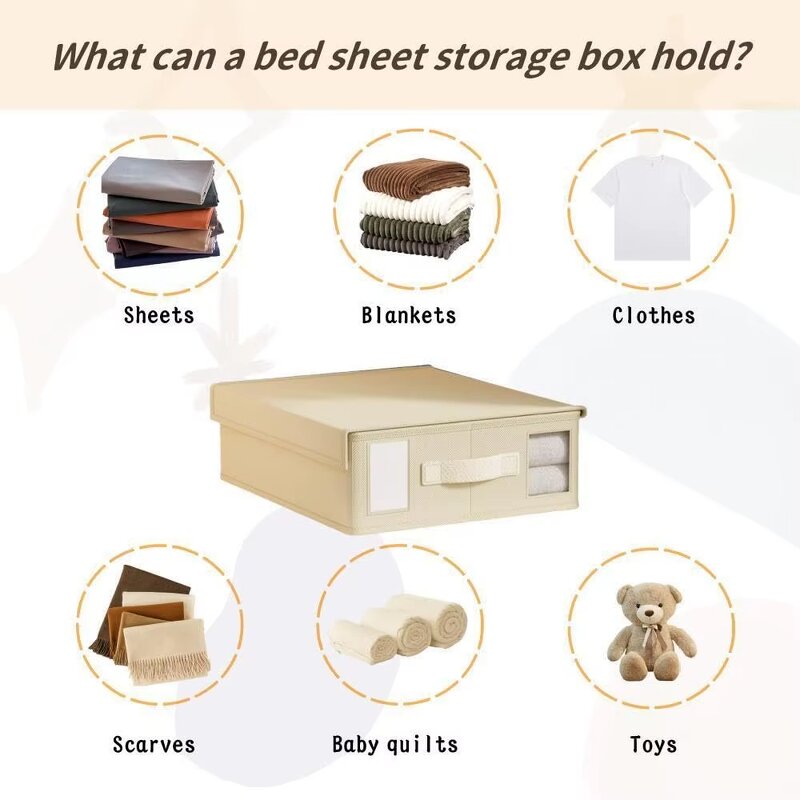 Foldable Sheet Organizer Manufacturer - Modern Design with Zipper Oxford Fabric Storage Box for Bed Sheets Pillow Cases and Cover