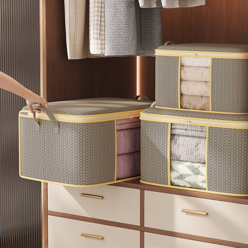 Foldable Fabric Clothing Storage Box Manufacturer - Convenient Household Collapsible Non-Woven Cabinet Easy-to-Carry Receipt Bag