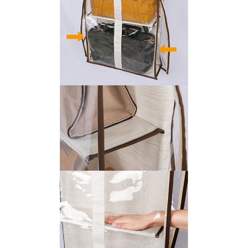 Hanging Handbag Storage Organizer Manufacturer - Slub Fabric Mesh Bag New Product With Hooks