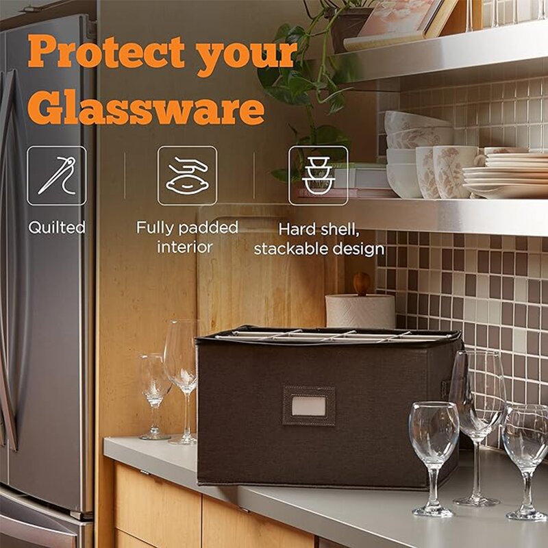 Wine Glass Storage Box Manufacturer - Custom Large Rectangular Integrated Multifunctional Foldable Kitchen with Lid Modern Tableware