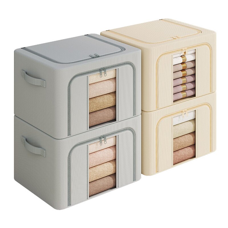 Foldable Storage Bins Manufacturer - Wardrobe with Metal Frame Linen Closet Organizers and Clothes Storage Containers
