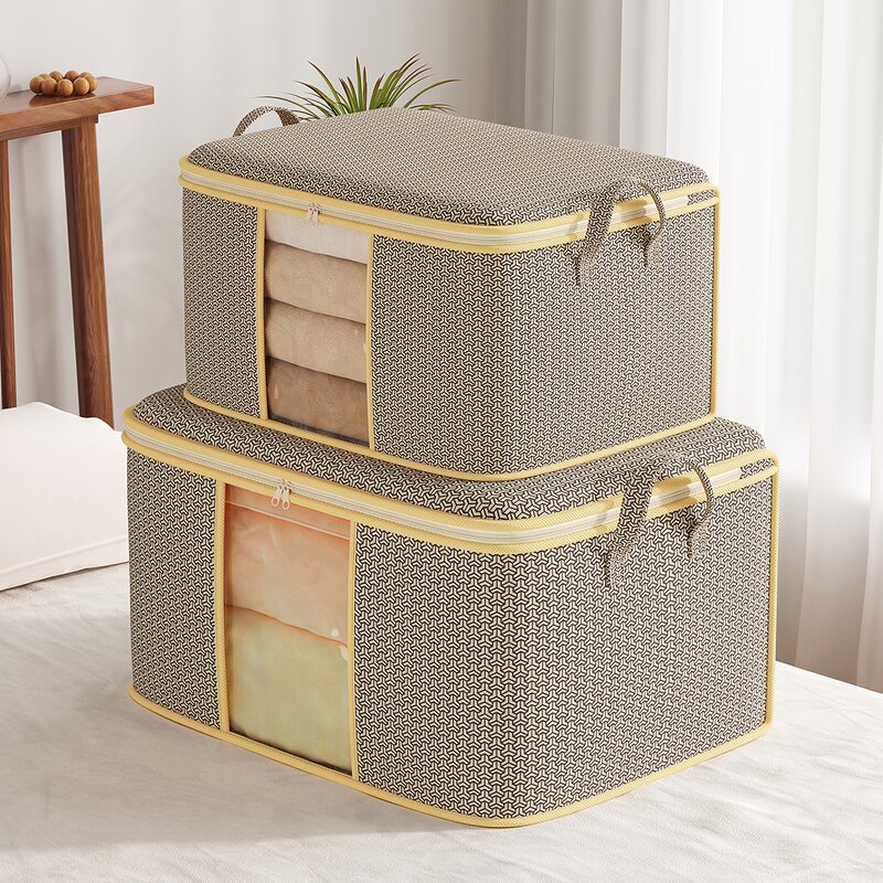 Foldable Fabric Clothing Storage Box Manufacturer - Convenient Household Collapsible Non-Woven Cabinet Easy-to-Carry Receipt Bag