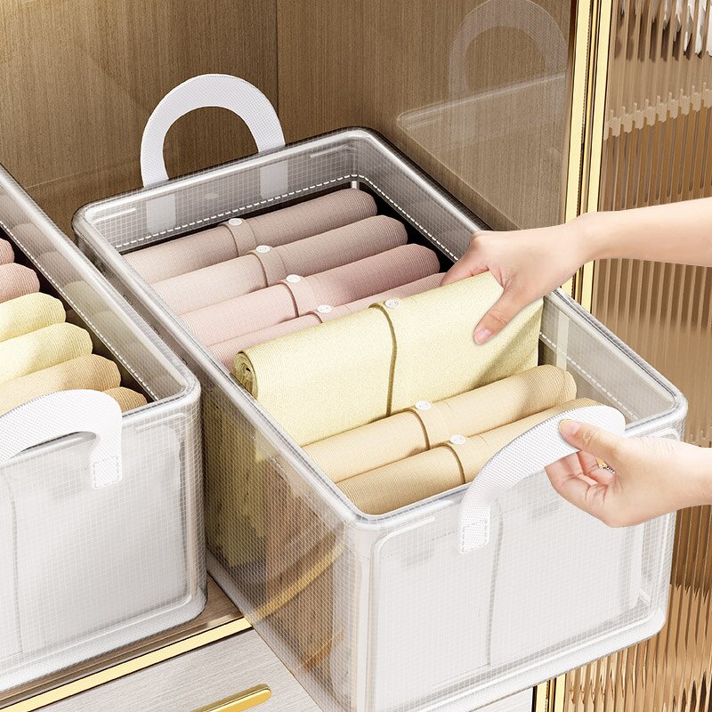 Collapsible Storage Box Manufacturer - Modern Design 35L Foldable Plastic Drawers with Handles Washable Fabric for Clothing Jeans