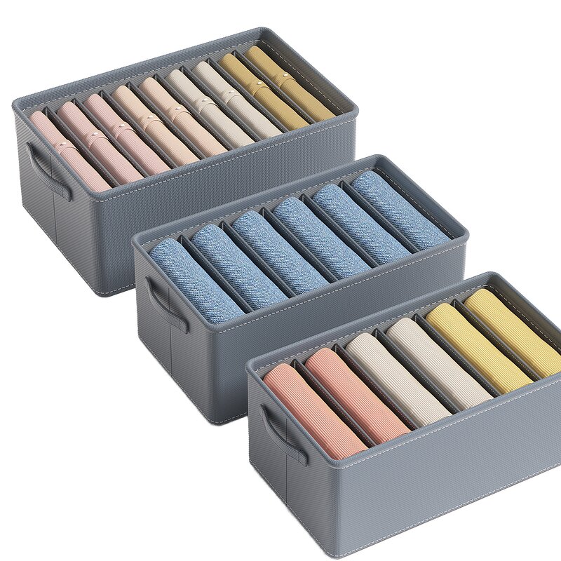 Collapsible Drawer Organizer Manufacturer - Hot Selling Modern Design Sturdy Eco-Friendly Closet Storage Box 6-Pack Dust Proof Jeans
