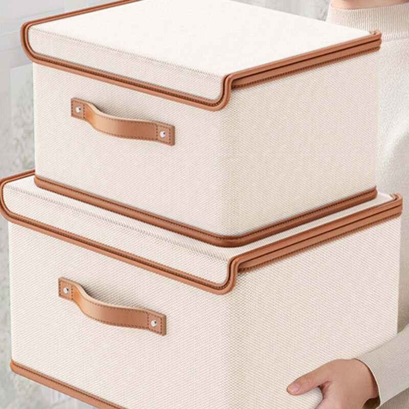 MDF Board Storage Organiser Manufacturer - Eco-friendly Large Cloth Houseware Fabric Box with Lids and Handles for Home Organization