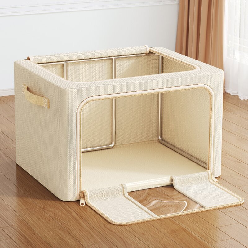 Foldable Storage Bins Manufacturer - Wardrobe with Metal Frame Linen Closet Organizers and Clothes Storage Containers