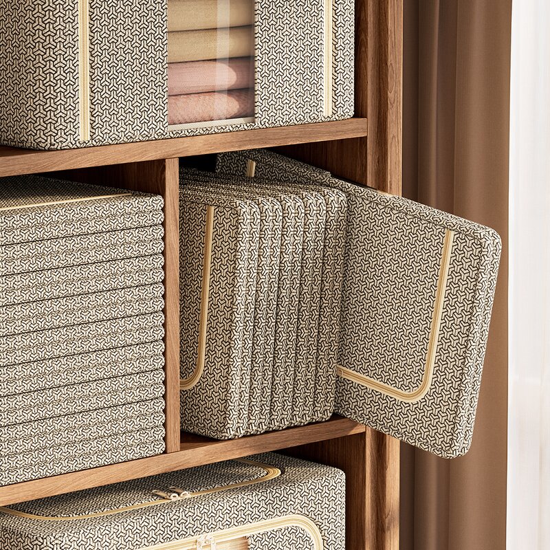 Child Storage Box Manufacturer - Closet Color Steel Frame Support Bedroom Wardrobe Organizer for Comforter Clothes Household Use