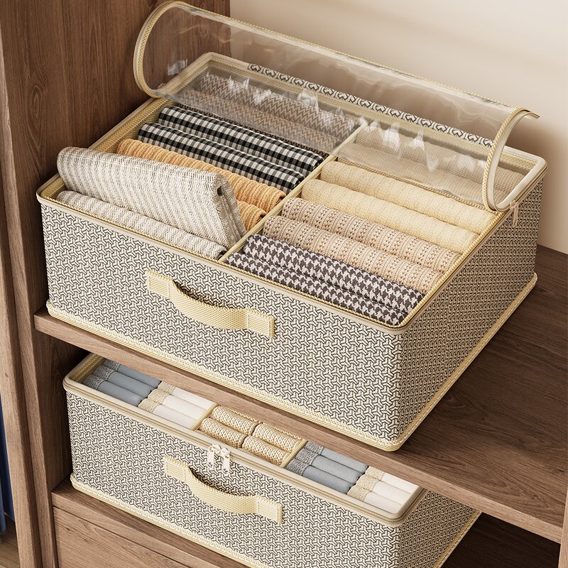 Wardrobe Clothes Organizer Manufacturer - Large Foldable Closet Storage Rectangle Case for Home Use Fabric for Clothing Storage