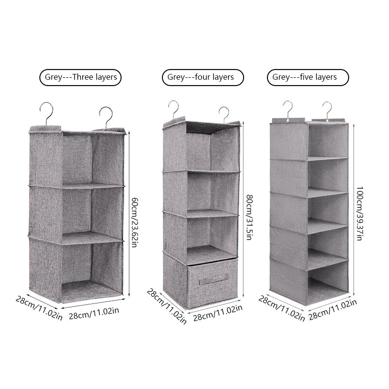 Hanging Closet Storage Organizer Manufacturer - Hot 5-Shelf with 3 Drawers Sliding Cabinet Basket for Wardrobe