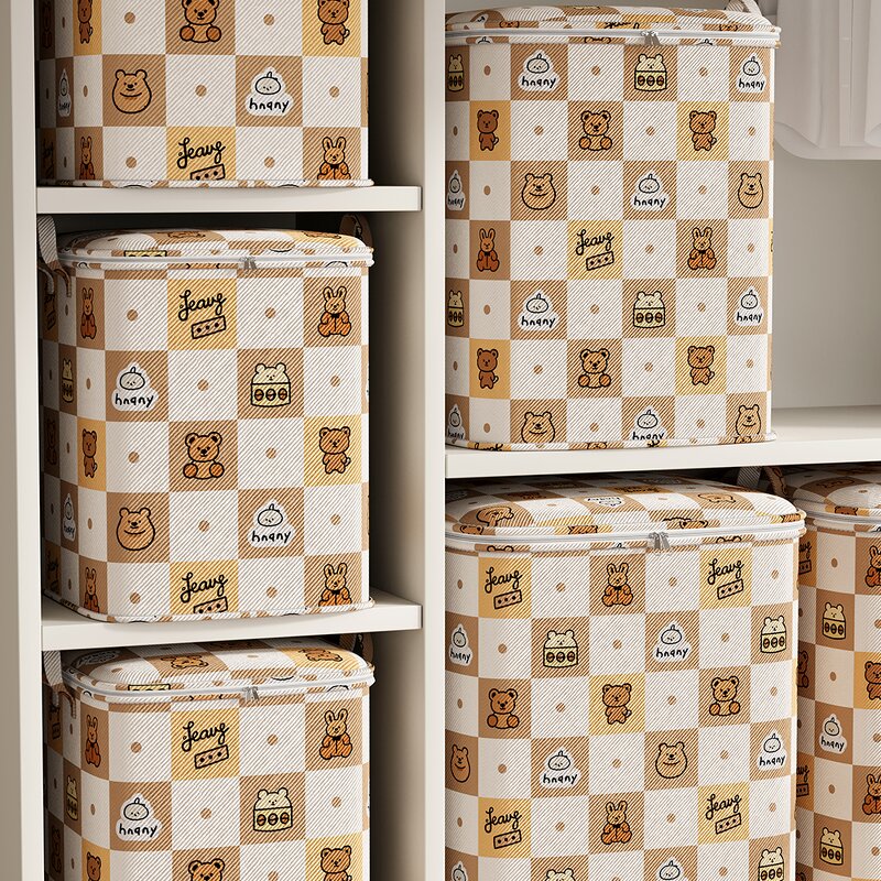 Printed Quilt Storage Bag Manufacturer - Large Capacity with Handle Foldable for Clothes and Toys Travel Moving Thicker Storage Solution