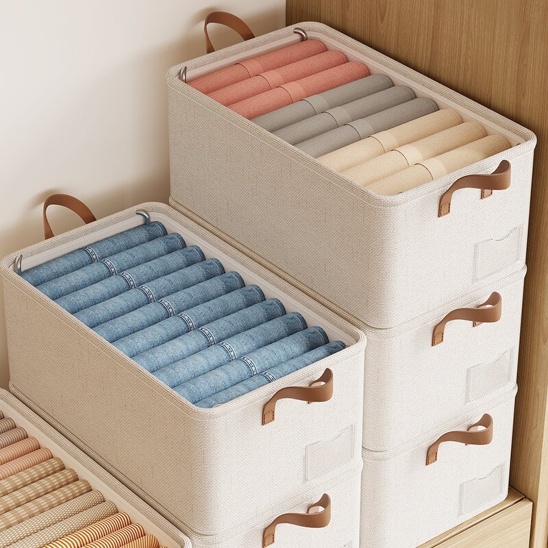 Cotton Foldable Clothes Storage Box Manufacturer - Modern Washable Closet Organizer for Bedroom Wardrobe