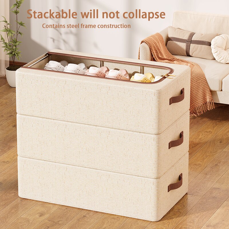 Fabric Shoe Storage Box Manufacturer - Cotton & Linen Cloth Organiser with Cover Linens Dust Free Shoe Organizer