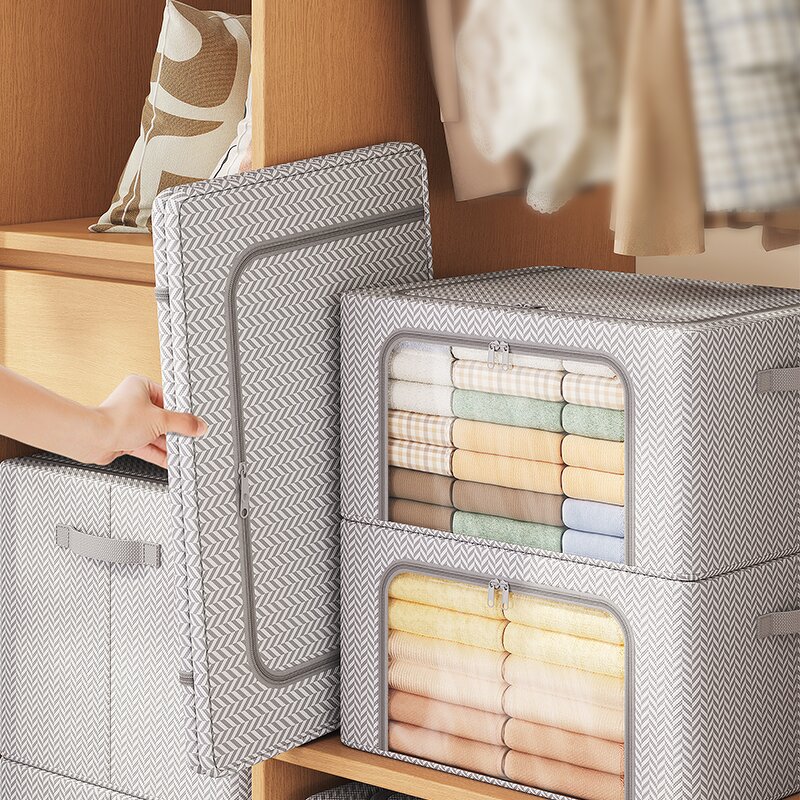 MDF Board Storage Organiser Manufacturer - Eco-friendly Large Cloth Houseware Fabric Box with Lids and Handles for Home Organization