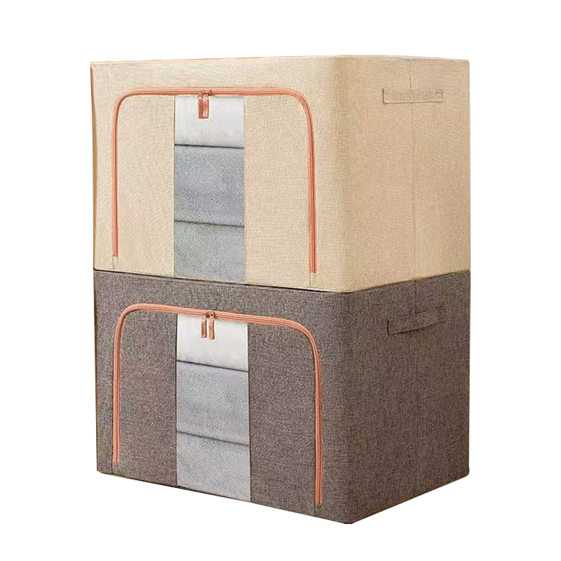 Clothes Storage Bins Manufacturer - Foldable Stackable Container Organizer Set with Clear Window & Carry Handles & Metal Frame