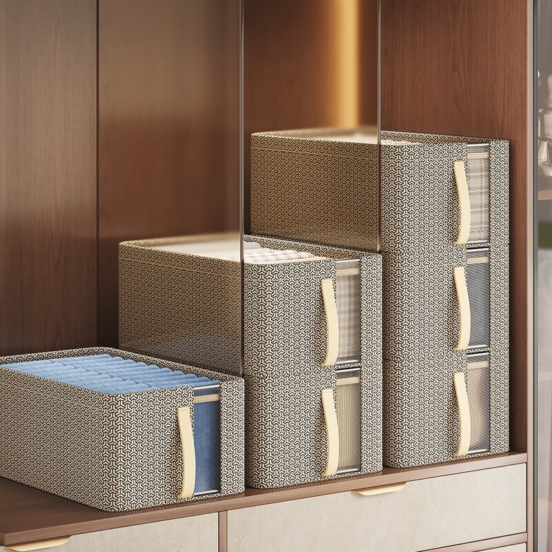 Fabric Pants Storage Box Manufacturer - Wardrobe Clothes Organizer with Drawer for Underwear T-Shirt Sweater Storage Cabinet