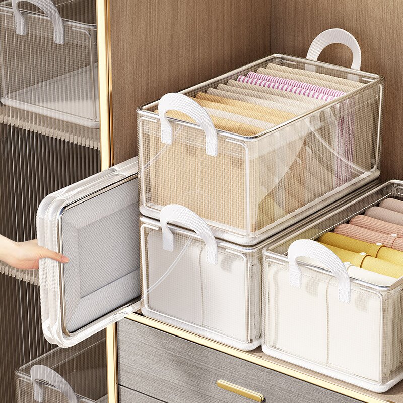 Collapsible Storage Box Manufacturer - Modern Design 35L Foldable Plastic Drawers with Handles Washable Fabric for Clothing Jeans