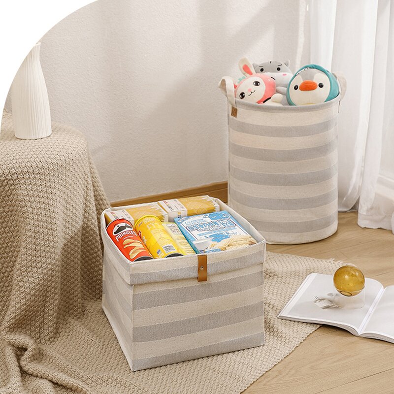Cotton and Linen Storage Basket Manufacturer - Large Square Fabric Bin Wardrobe Closet Organizer for Home and Office