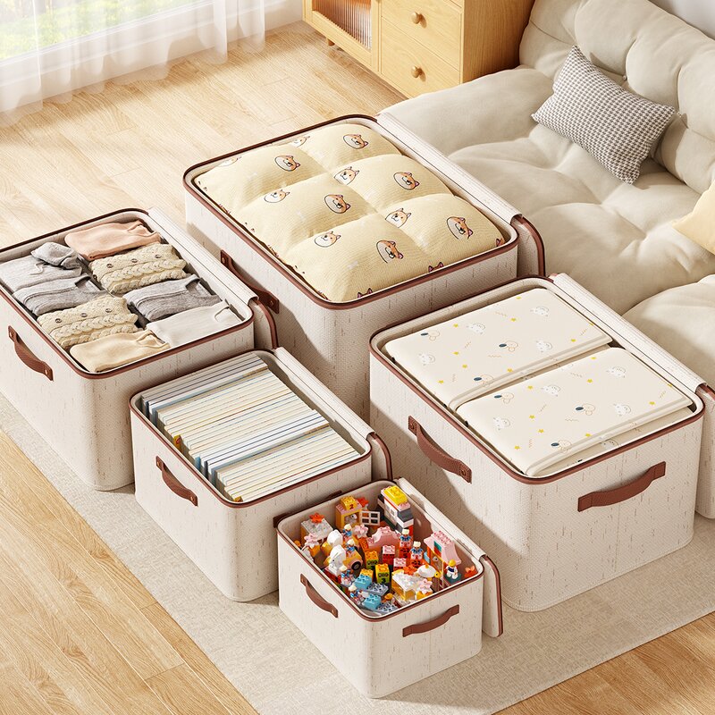 Cotton and Linen Storage Organizer Manufacturer - Fabric Wardrobe Foldable Clothes Storage Boxes Bins