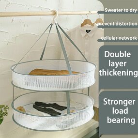 Fabric Drying Net Bag Manufacturer - Windproof Large Foldable Round Laundry Hamper with Hanging Basket Collapsible Mesh Clothes Drying