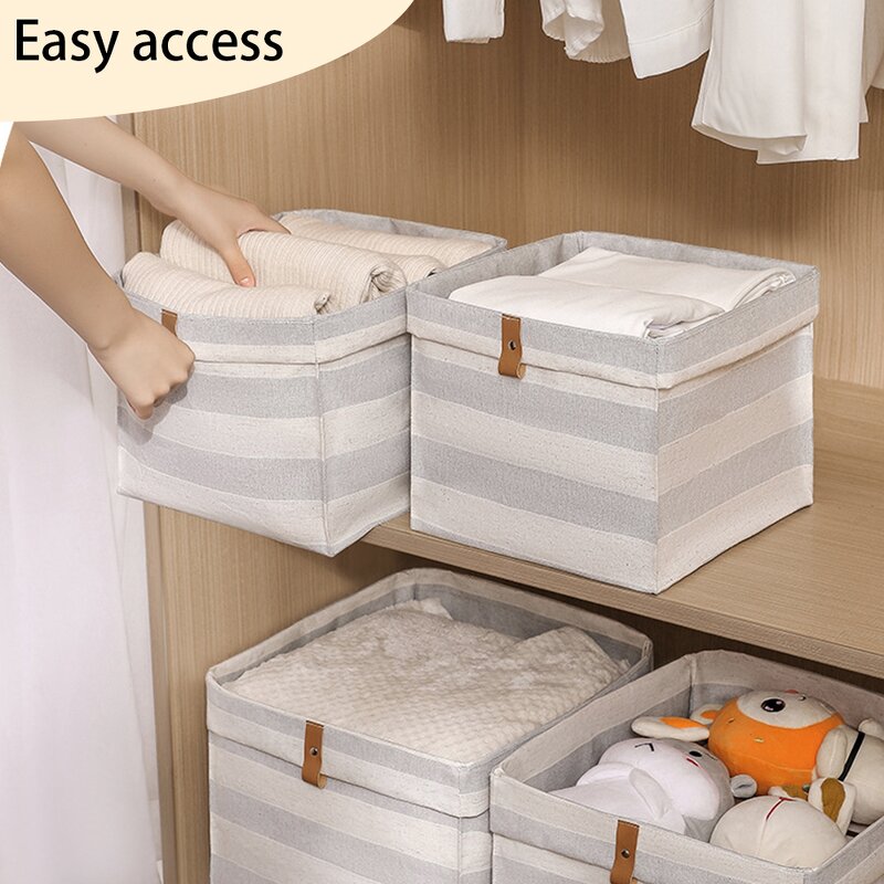 Cotton and Linen Storage Basket Manufacturer - Large Square Fabric Bin Wardrobe Closet Organizer for Home and Office