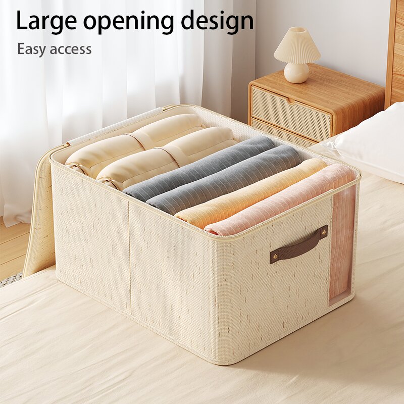 Fabric Storage Box Manufacturer - Modern With Sturdy Handle Multifunctional Foldable Rectangle for Clothing Shoes Sweaters Bags
