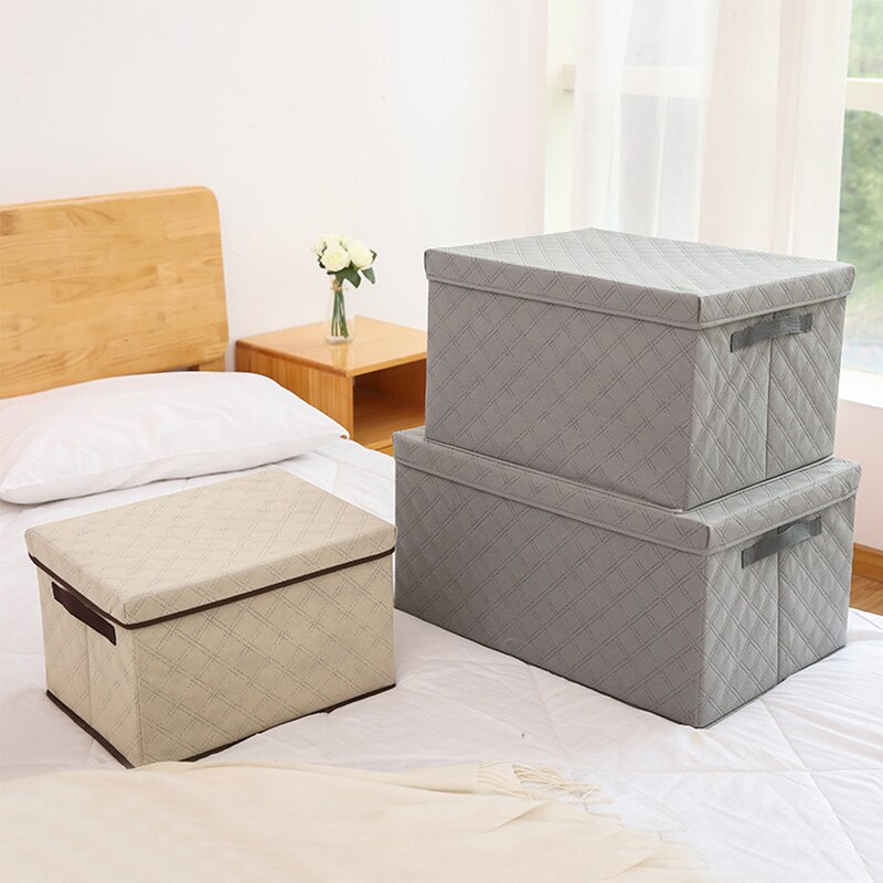 Fabric Organizer Manufacturer - Foldable Storage Racks with Lids for Home Clothing Wardrobe Closet Storage Box Handle Packaging