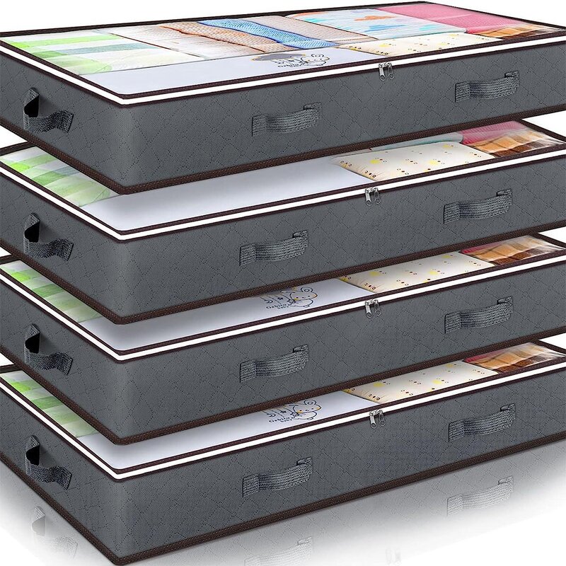 Underbed Clothing Storage Boxes Manufacturer - Large Foldable Cute Design Zippered Organizer High Thick Breathable Compression Bags