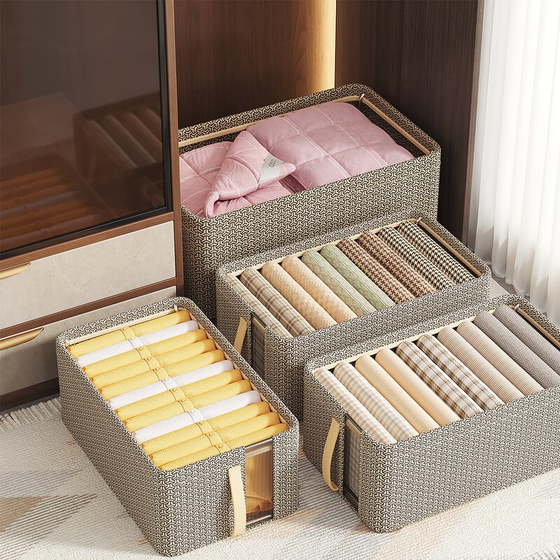 Fabric Pants Storage Box Manufacturer - Wardrobe Clothes Organizer with Drawer for Underwear T-Shirt Sweater Storage Cabinet