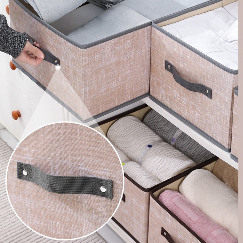 Wardrobe Fabric Storage Boxes Manufacturer - Multifunctional Rectangle Foldable Clothing Baskets with Handles for Closet Shelves Organizers