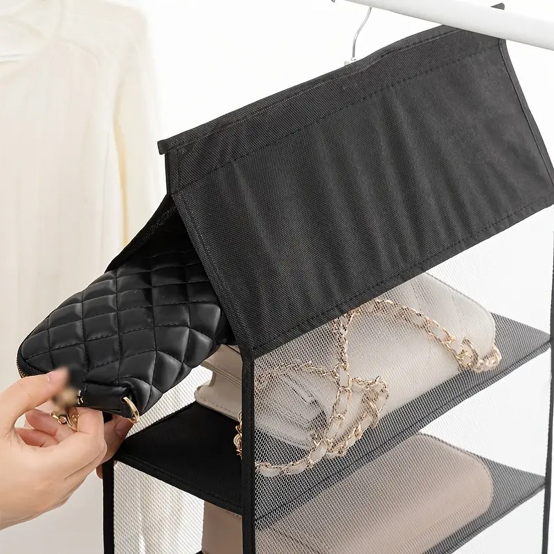 Hanging Handbag Storage Organizer Manufacturer - Space-Saving Door 5 Large Heavy-Duty Mesh Shelves Wardrobe Closet Holder