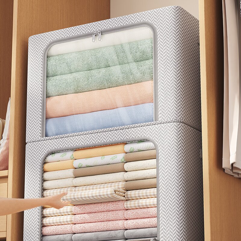 MDF Board Storage Organiser Manufacturer - Eco-friendly Large Cloth Houseware Fabric Box with Lids and Handles for Home Organization