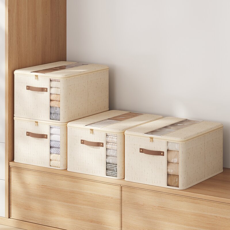 Fabric Storage Box Manufacturer - Modern With Sturdy Handle Multifunctional Foldable Rectangle for Clothing Shoes Sweaters Bags