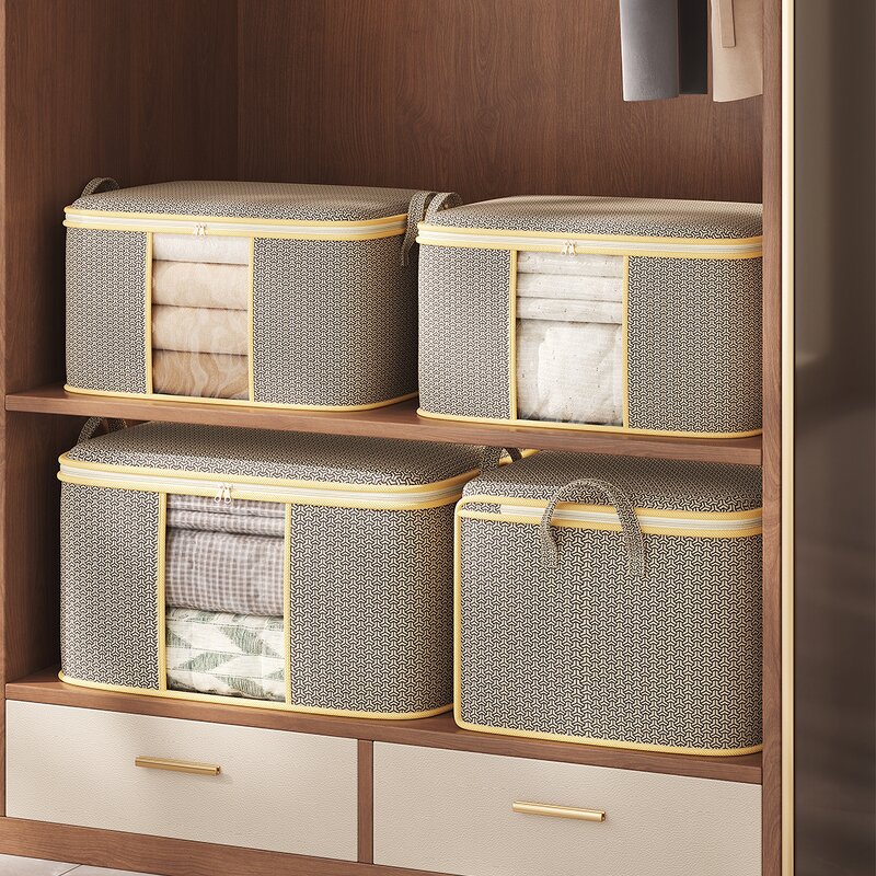 Foldable Fabric Clothing Storage Box Manufacturer - Convenient Household Collapsible Non-Woven Cabinet Easy-to-Carry Receipt Bag