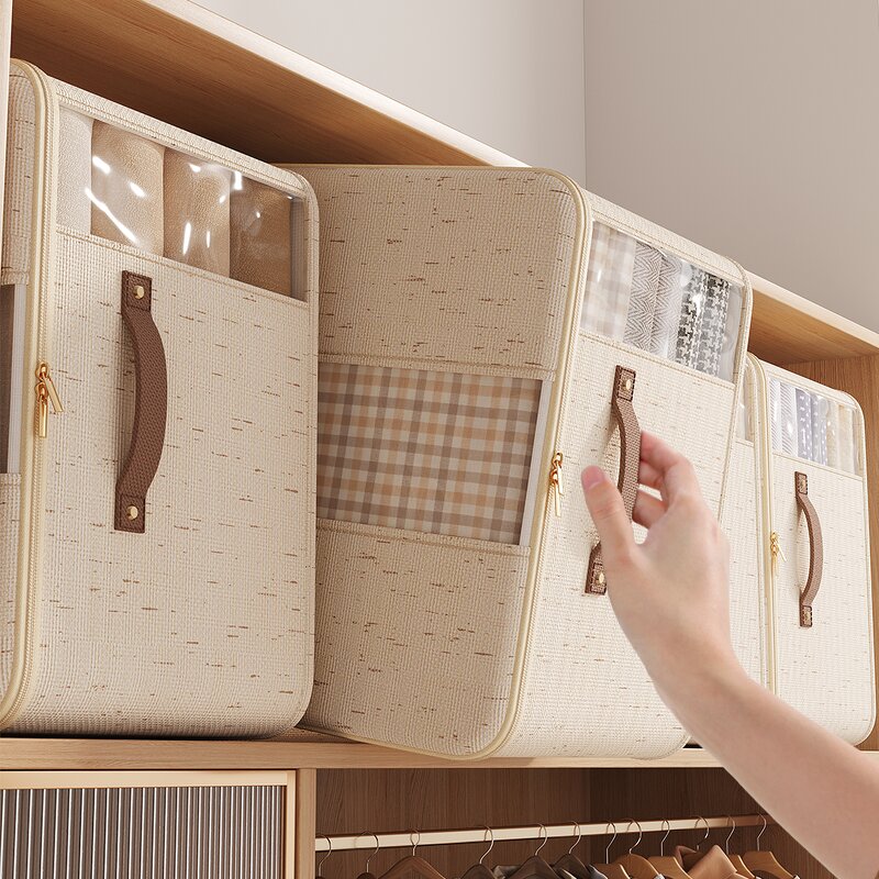 Fabric Storage Box Manufacturer - Modern With Sturdy Handle Multifunctional Foldable Rectangle for Clothing Shoes Sweaters Bags