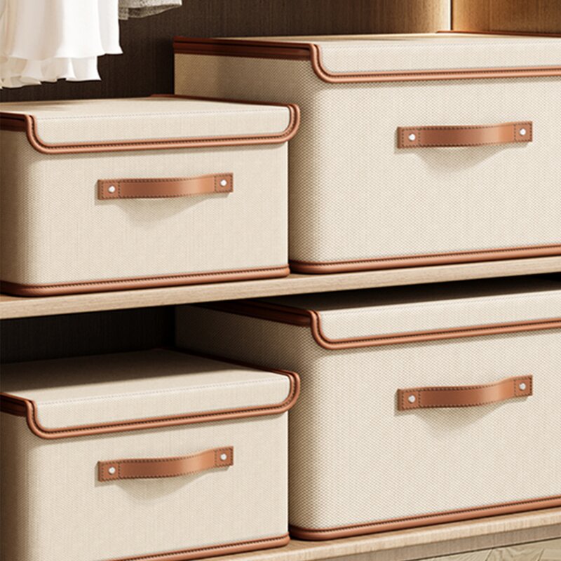 MDF Board Storage Organiser Manufacturer - Eco-friendly Large Cloth Houseware Fabric Box with Lids and Handles for Home Organization