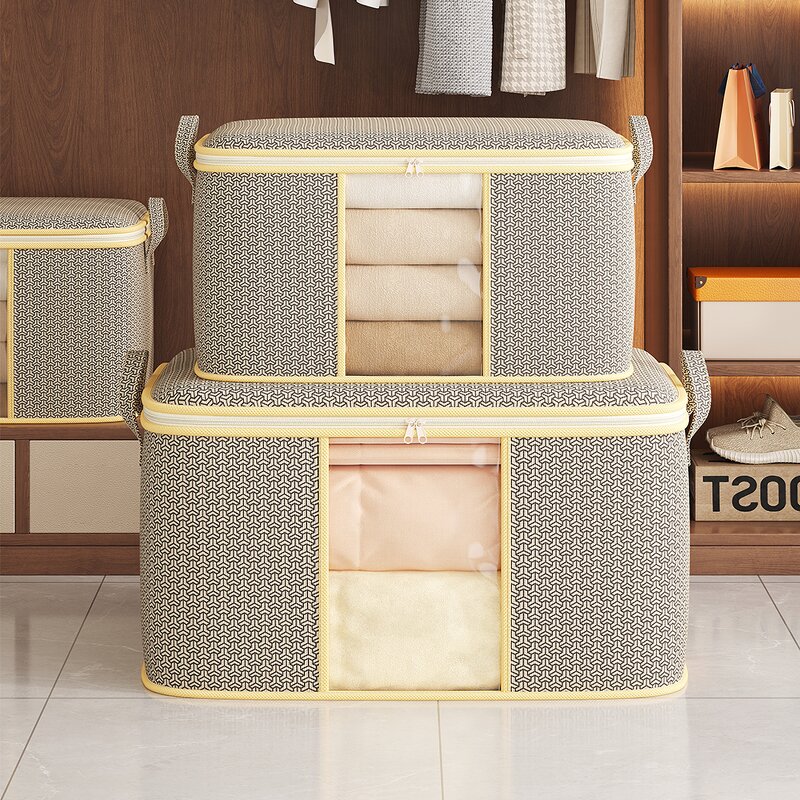 Foldable Fabric Clothing Storage Box Manufacturer - Convenient Household Collapsible Non-Woven Cabinet Easy-to-Carry Receipt Bag