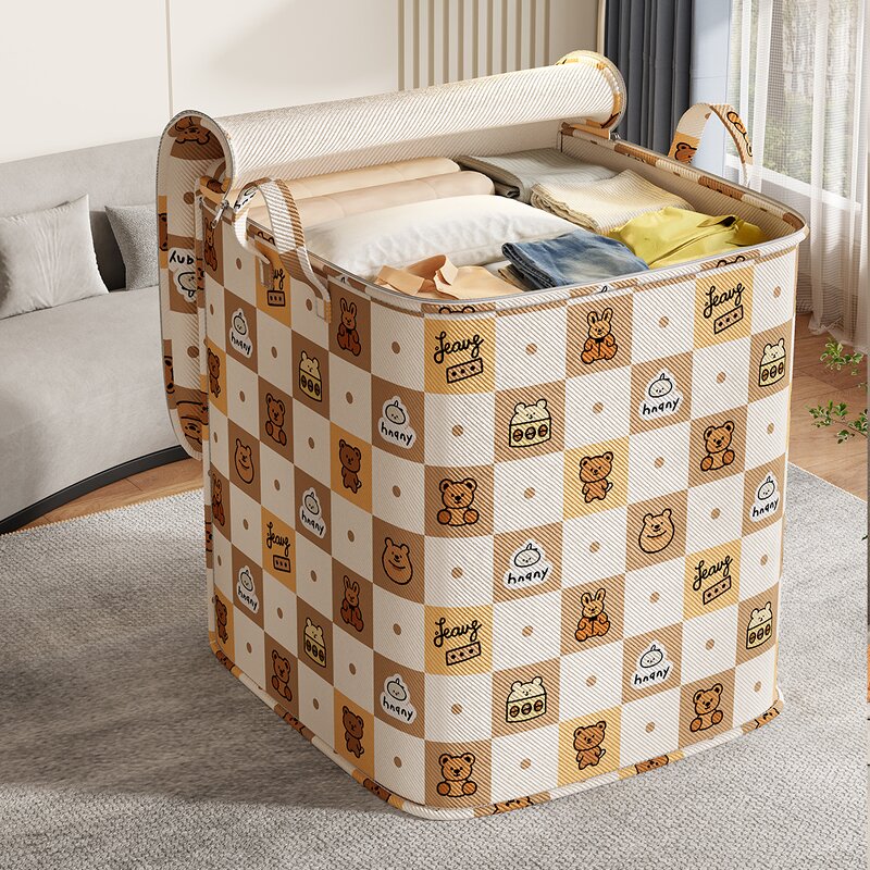 Printed Quilt Storage Bag Manufacturer - Large Capacity with Handle Foldable for Clothes and Toys Travel Moving Thicker Storage Solution