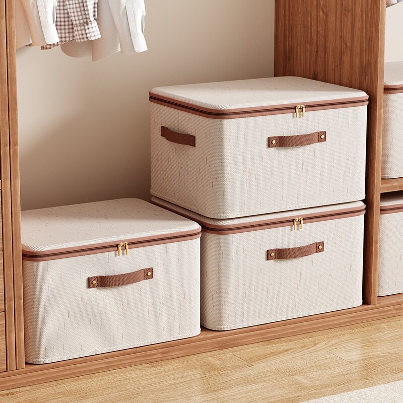 Cotton and Linen Storage Organizer Manufacturer - Fabric Wardrobe Foldable Clothes Storage Boxes Bins