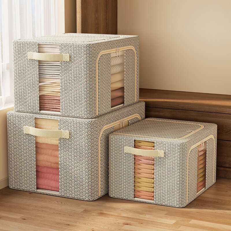 Child Storage Box Manufacturer - Closet Color Steel Frame Support Bedroom Wardrobe Organizer for Comforter Clothes Household Use